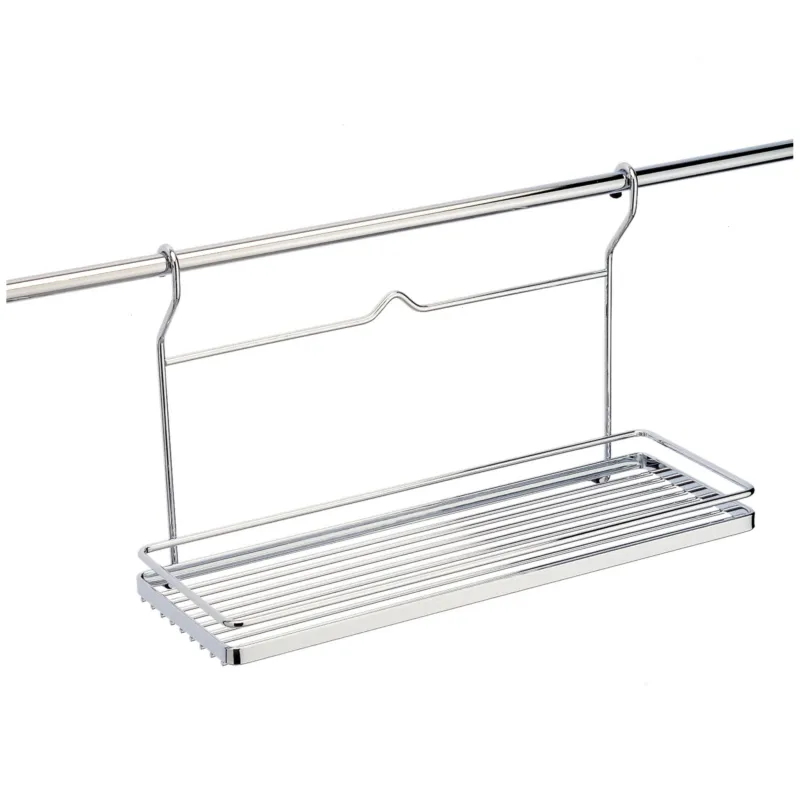 Promozione Mensola Multiuso 45x18xh34cm APPLICABILE alla Barra da cucina portautensili rotonda in acciaio Cromato Lucido Metalineasrl