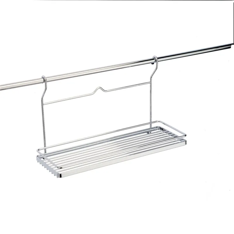 Mensola ripiano singolo 35x13xh16 cm APPLICABILE alla Barra da cucina portautensili rotonda in acciaio Cromato Lucido Metalineasrl Promozione