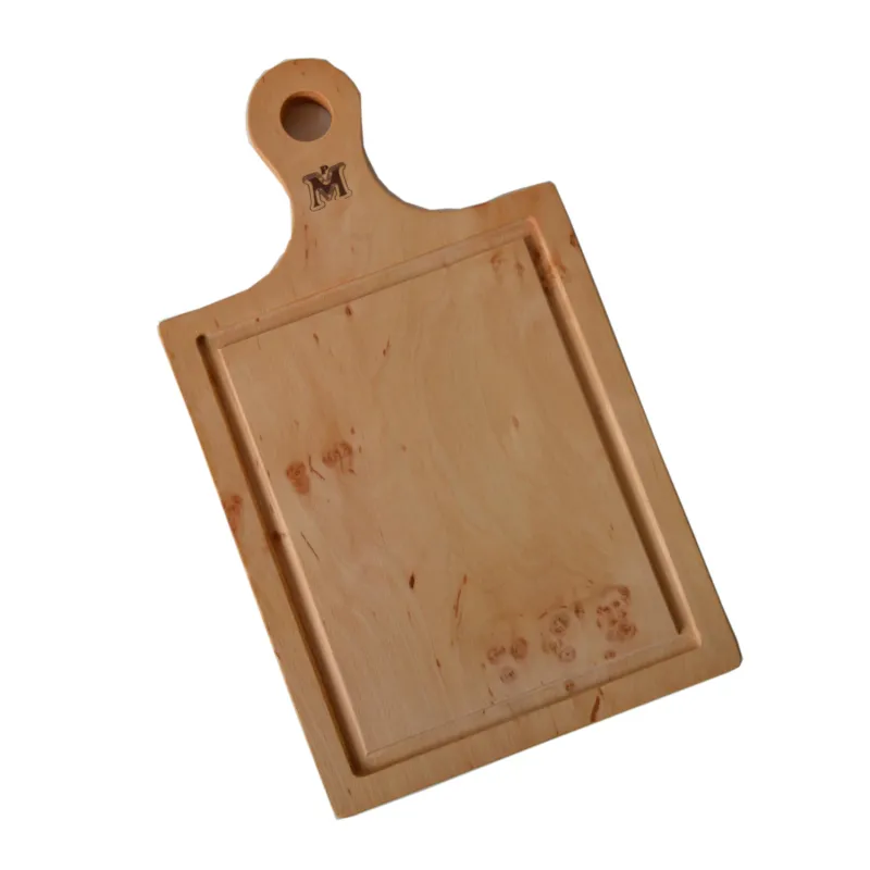 Offerta Speciale Tagliere classico con manico, in legno di ontano con scanalature 20x35xh1,5 cm con scanalature raccogli intingolo, Manzoni Pietro