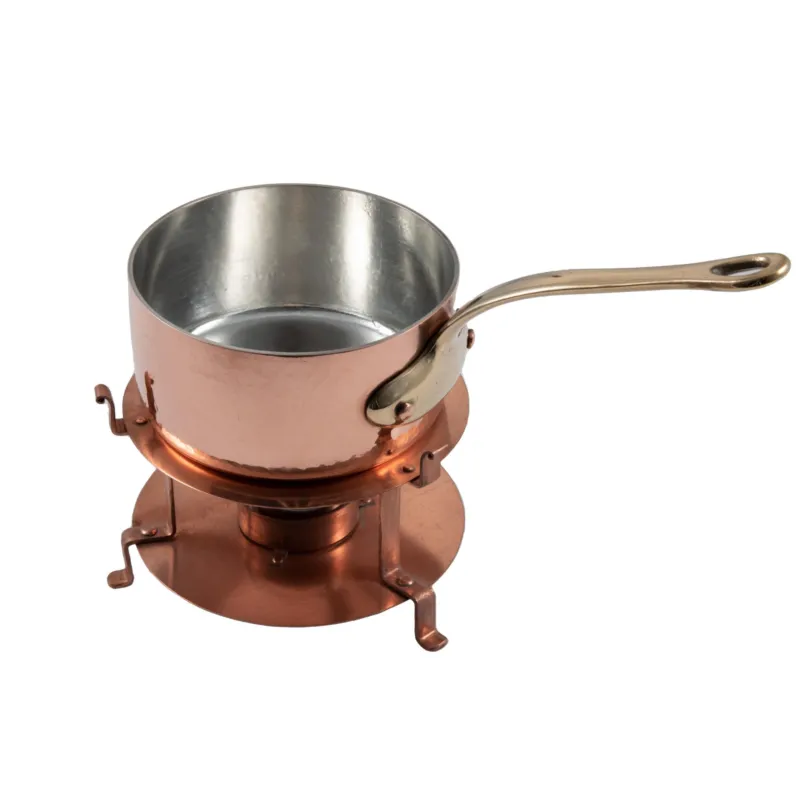 Offerta Limitata Set sciogliburro Small fornellino più padellina per mantenere salse o burro fuso in temperatura e fornello Di Navarini Rame Ø7x3.5 cm in rame massiccio lavorato a mano made In Italy Navarini rame