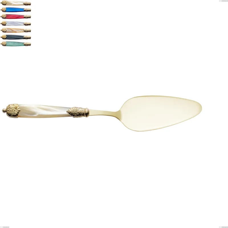 Soddisfatti O Rimborsati Pala torta Mirage Perlato Tin gold, acciaio 18.10 con finitura pvd dorata colorato, manici in metacrilato, lunghezza 281 mm Eme Posaterie avorio perlato 13