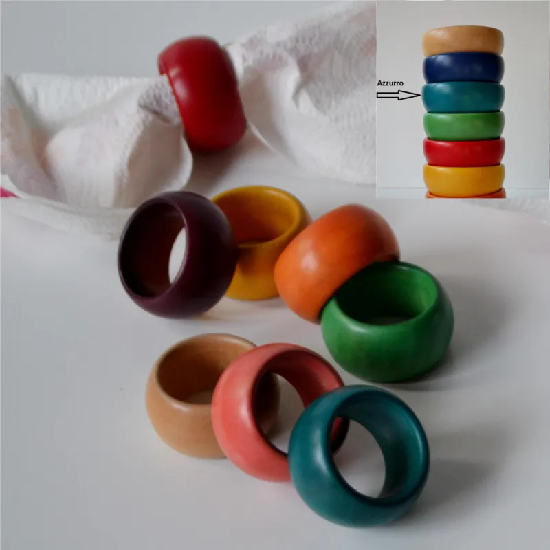 Allaccia tovaglioli tovagliolo pezzi 1 in legno tornito a mano colore maturale diametro 4,5 cm colore Verde Manzoni Pietro Must-Have