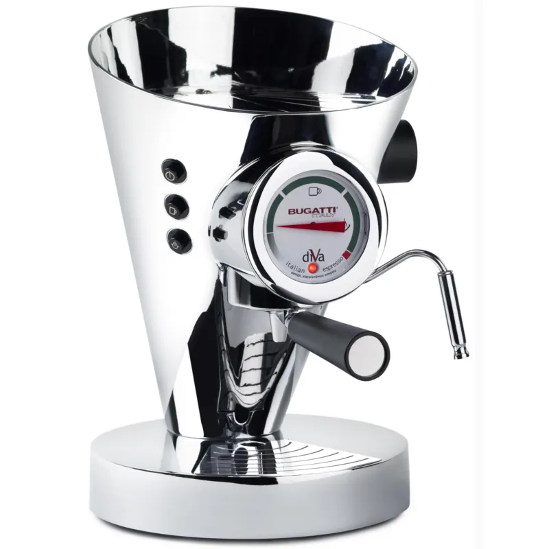 Non Perdere Macchina da caffè DIVA Bugatti in acciaio inox 24x24x 36.5 cm -Peso 9,5 kg, 0,8 Litri per caffè macinato e in polvere Prodotta interamente in Italia con Garanzia Italiana Casa bugatti