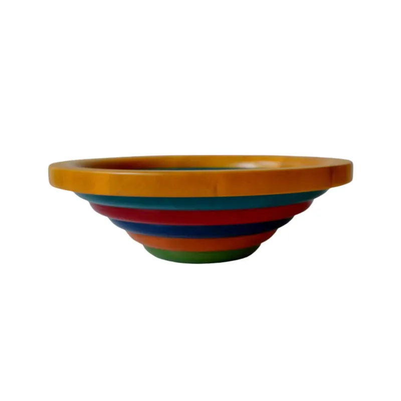 Centrotavola Fruttiera, Insalatiera ARENA Diametro 34xh 11,5 cm con legno massello di tiglio , ogni anello lavorato e tornito singolarmente a mano multicolor Manzoni Pietro Promozione Esclusiva