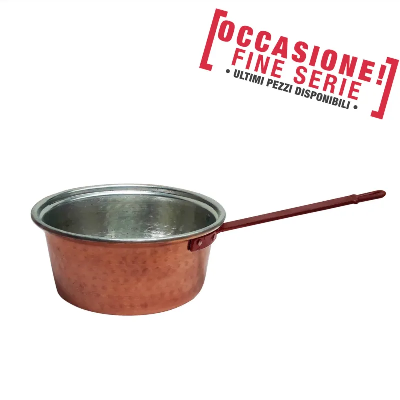Tegame a un manico in rame martellato Ø 25xh12 cm manico tinto rame bullonato con 4 bulloni realizzata in rame interno stagnato a mano Sessa Ferro Battuto Solo Oggi