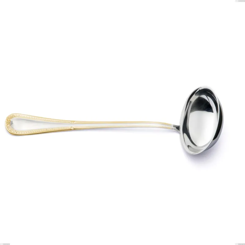 Mestolo Firenze oro, acciaio 18-10, oro 24 carati , spessore 2.5 mm, lunghezza 287 mm Eme Posaterie Ultime Pezzi