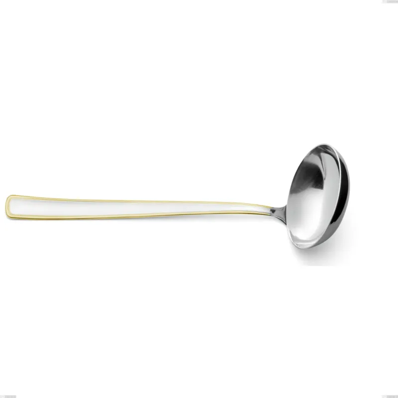 Subito Disponibile Mestolo Galles oro, acciaio 18-10, oro 24 carati lucido, spessore 2 mm, lunghezza 270 mm Eme Posaterie
