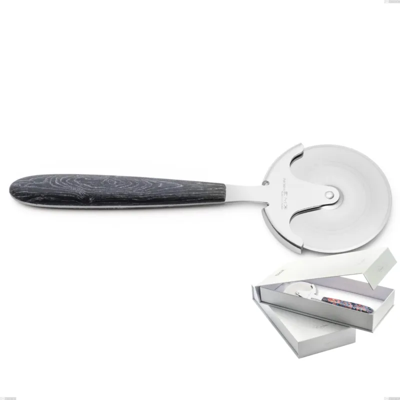 Promo Stagionale Confezione a libro 1 rotella tagliapizza vero wenge, acciaio 18.0 nickel free, manicatura pbt sublimato acciaio lucido Eme Posaterie