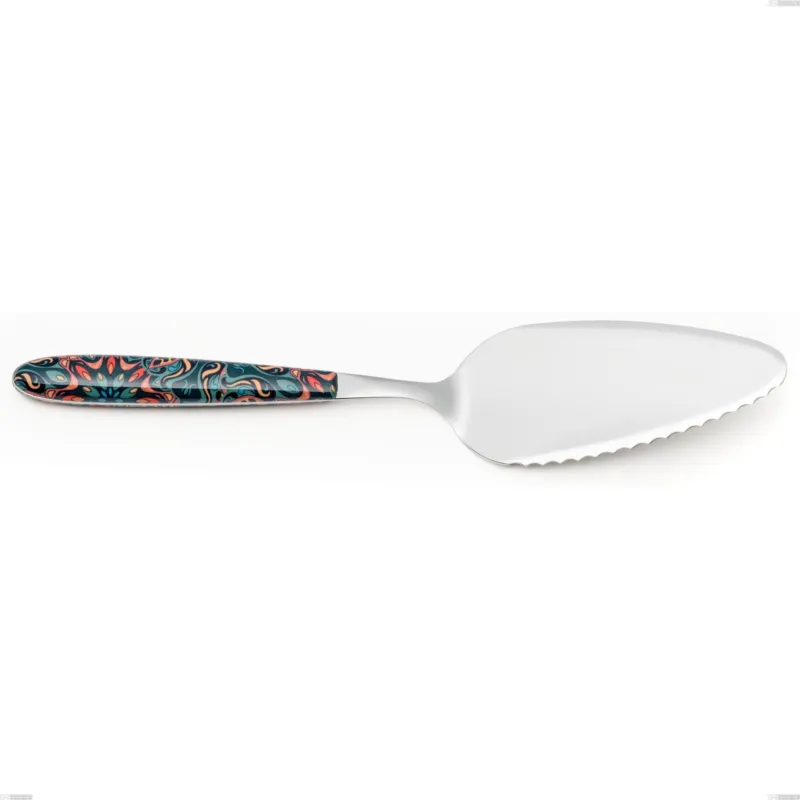 Offerta Limitata Pala torta vero damasco, acciaio 18.0 nickel free, manicatura pbt sublimato acciaio lucido, lunghezza 257 mm Eme Posaterie