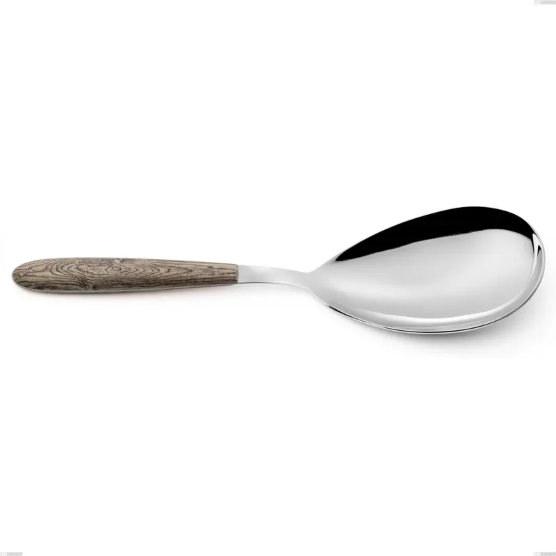 Pala riso vero larice, acciaio 18.0 nickel free, manicatura pbt sublimato acciaio lucido, lunghezza 260 mm Eme Posaterie Ordina Subito