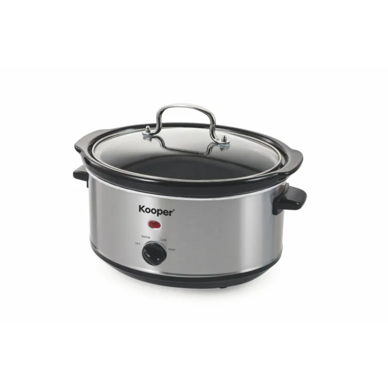 Consegna Rapida PENTOLA ELETTRICA SLOW COOKER 3.5LT 200W ACCIAIO in Acciaio Acciaio - Nero, dimensioni 32x25.5x H 24 cm VDE Tivoli 1996