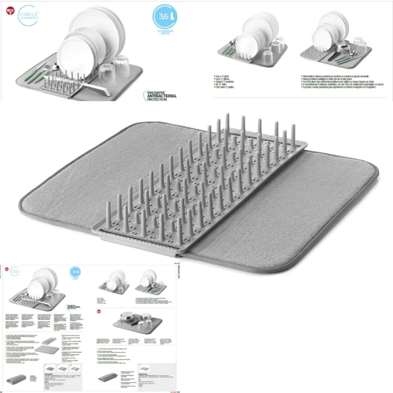 SCOLAPIATTI CON TAPPETINO DRY&SAFE dimensioni aperto 55x42,5xh6,5 cm - capacità 12 piatti colore Grigio opaco Guzzini Promozione