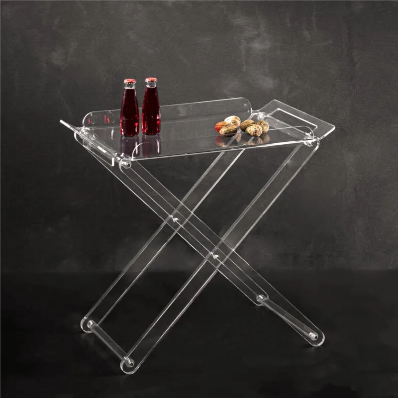 Vendita Finale Tavolinetto pieghevole Pliant SIMPLY 2.0 trasparente dimensioni 58x37xH54,5 cm, spessore 25 mm con vassoio removibile Vesta