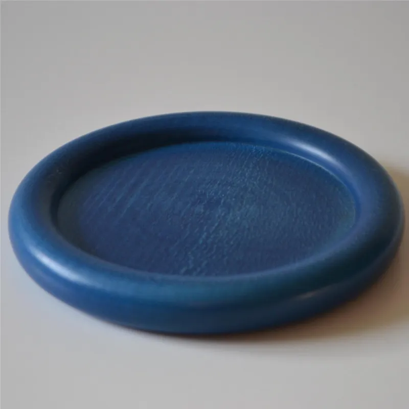 Sottobottiglia in legno di tiglio tornito a mano diametro 13xh1,5 cm Può essere usato anche come piattino per il pane colore blu Manzoni Pietro Ultime Pezzi