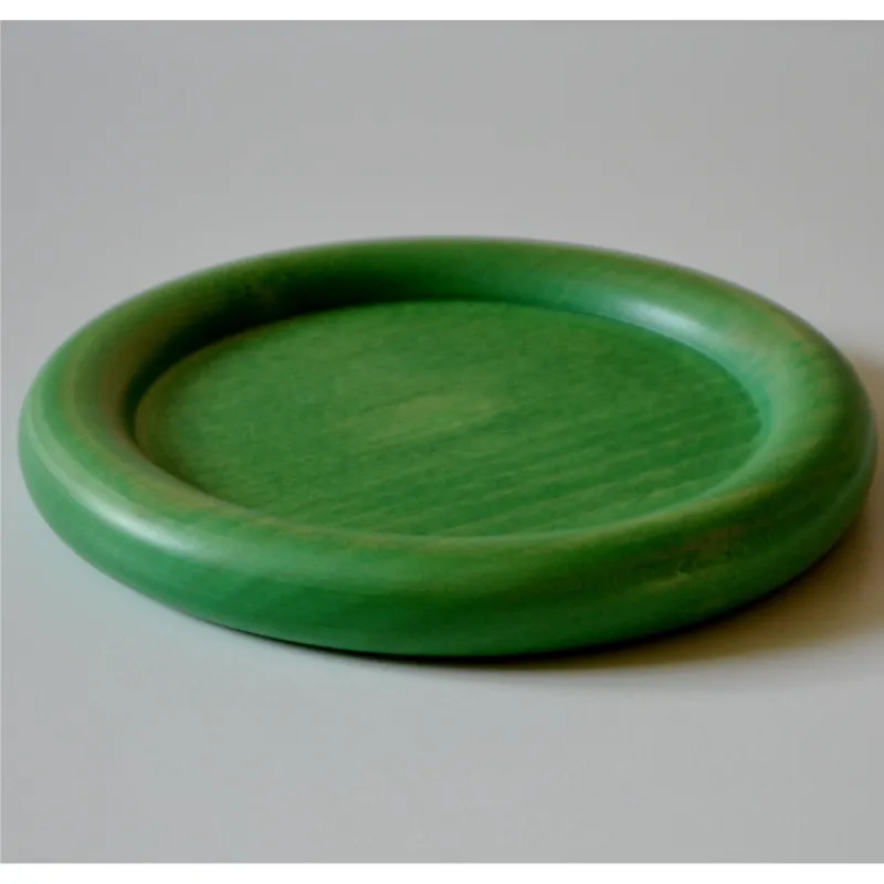 Spedito Oggi Sottobottiglia in legno di tiglio tornito a mano diametro 13xh1,5 cm Può essere usato anche come piattino per il pane colore verde Manzoni Pietro