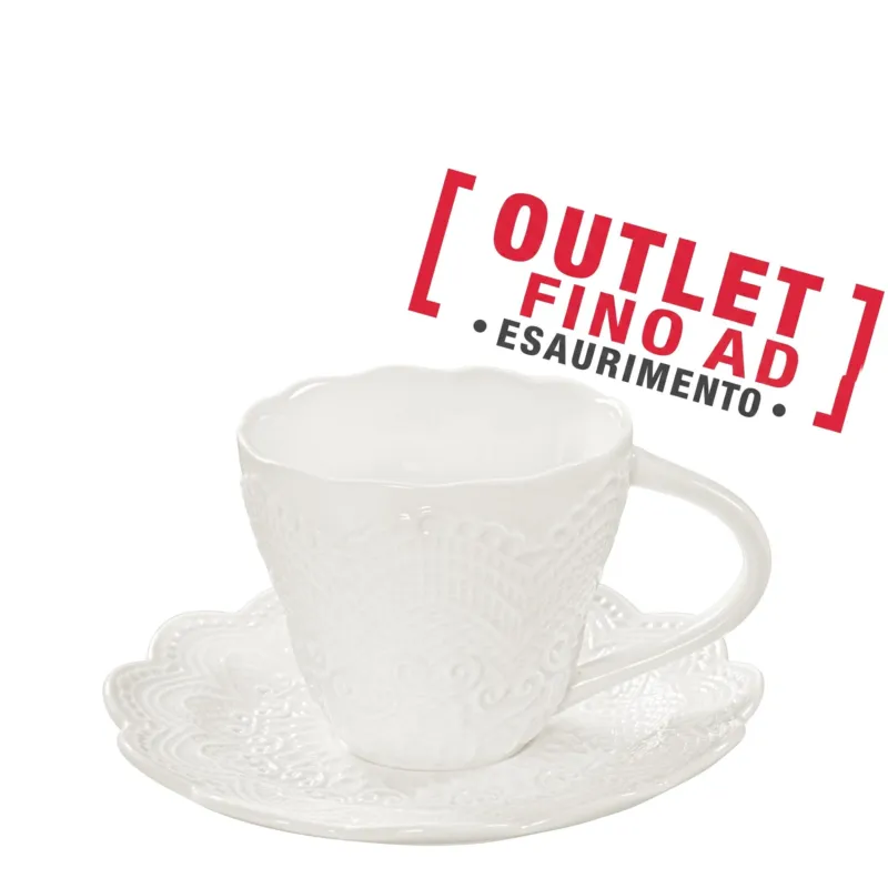 Tazze da the con piattino confezione 2 pezzi in porcellana bianca traforata 200cc colore bianco Kaleidosmilano Prezzo Conveniente