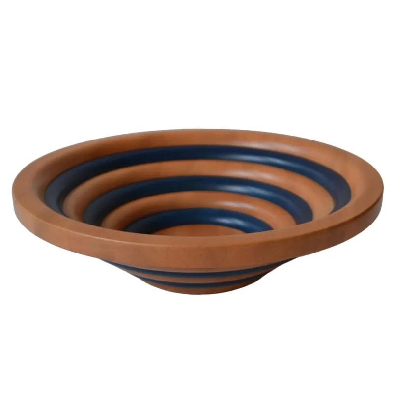 Centrotavola Fruttiera, Insalatiera ARENA Bicolor Ø 42xh 12 cm con legno massello di tiglio , ogni anello lavorato e tornito singolarmente a mano multicolor Manzoni Pietro Spedizione Espresso