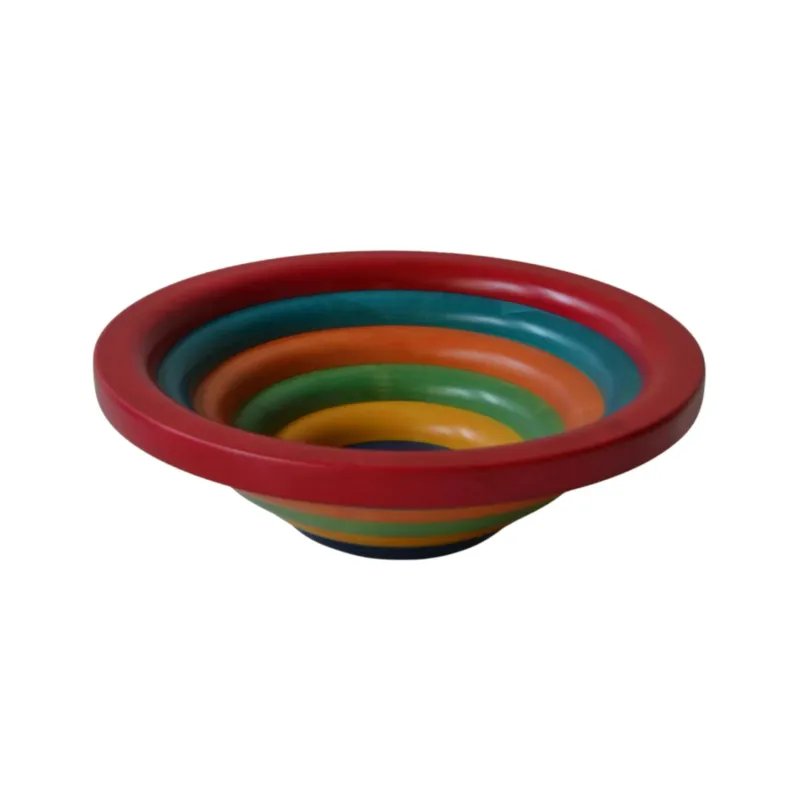 Pagamento Sicuro Centrotavola Fruttiera, Insalatiera ARENA Ø 34xh 11,5 cm con legno massello di tiglio , ogni anello lavorato e tornito singolarmente a mano multicolor Manzoni Pietro