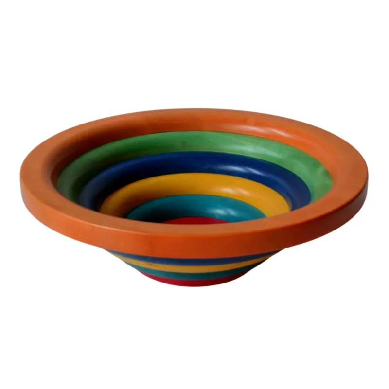 Offerta Limitata Centrotavola Fruttiera, Insalatiera ARENA Ø 34xh 11,5 cm con legno massello di tiglio , ogni anello lavorato e tornito singolarmente a mano multicolor Manzoni Pietro