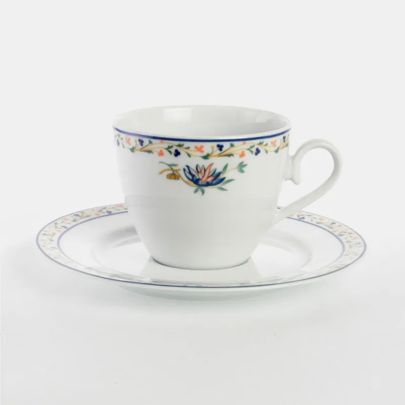 Offerta Limitata Tazza da THE in porcellana con piatto DECORO REX FLOWER 8,5xh7,5 cm - 20 cl in set da 6 pezzi porcellana bianca lavabile in lavastoviglie Radif 1820