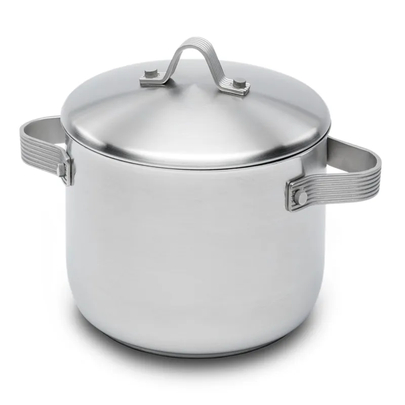 Spedizione Espresso Pentola in Acciaio Triplo fondo STRIPES Ø28xh22 cm - 12 Lt, design Liliana Bonomi finitura inox satinato made in Italy Serafino Zani