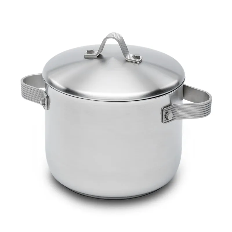 Pentola in Acciaio Triplo fondo STRIPES Ø24xh17,5 cm - 7,5 Lt, design Liliana Bonomi finitura inox satinato made in Italy Serafino Zani Popolare