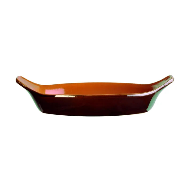 Prezzo Basso Teglia Ovale, pirofila in Terracotta Smaltata 30xh6,8 cm - lt 1,4 peso 1,2 kg No Piombo no Cadmio linea Terra Colore marrone Vulcania Ceramiche
