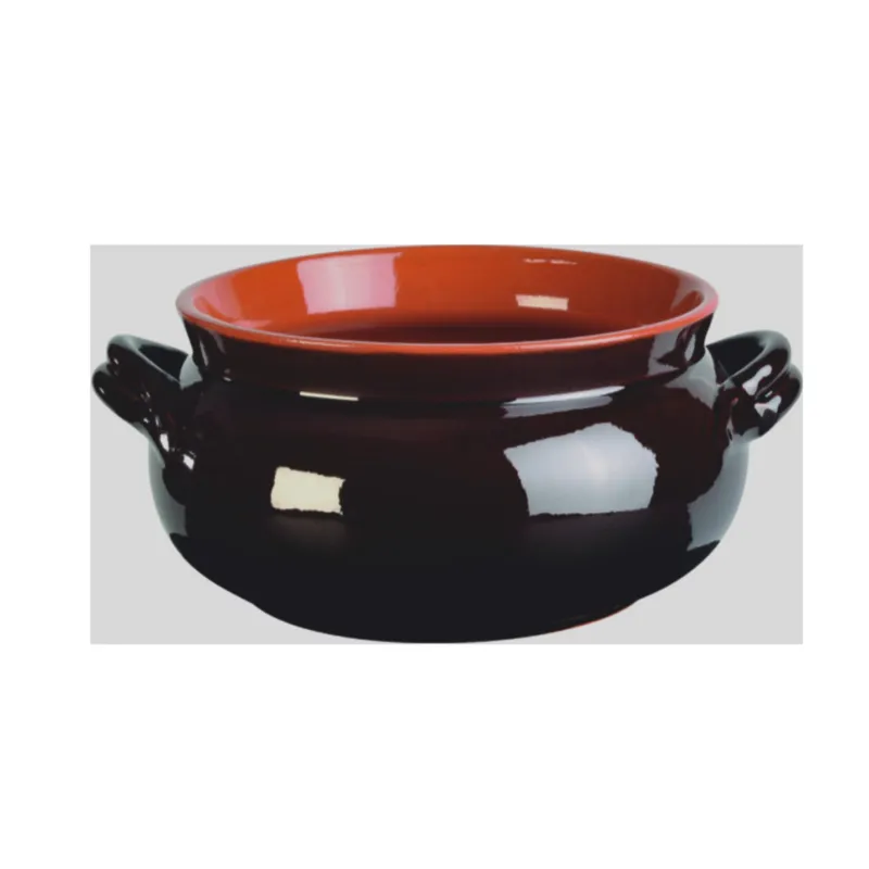 Umidiera tonda due manico in Terracotta Smaltata Ø16xh8,5 cm - lt 1,3 peso 0,8 kg No Piombo no Cadmio linea Terra Colore marrone Vulcania Ceramiche Di Tendenza