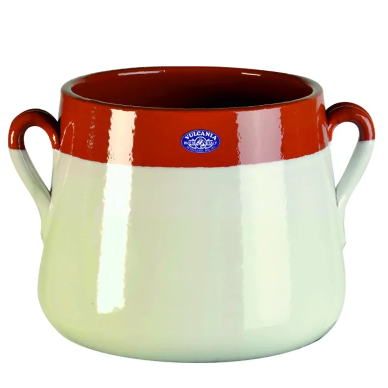 Marmitta in Terracotta Smaltata Ø20xh19,8 cm - lt 5,7 peso 2,3 kg No Piombo no Cadmio Colore avorio Vulcania Ceramiche Offerta Limitata