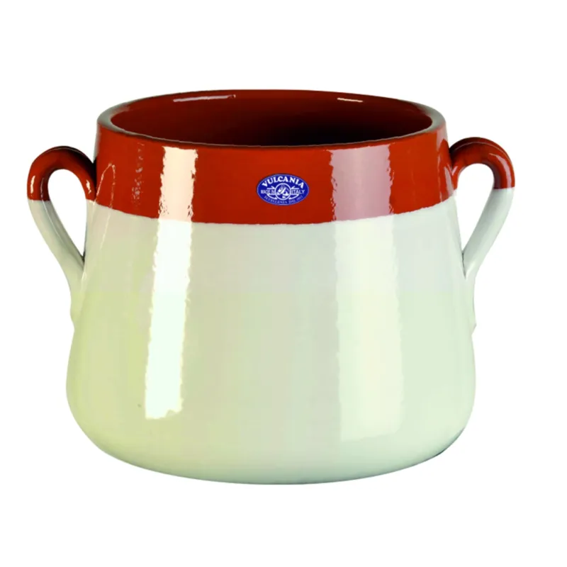 Marmitta in Terracotta Smaltata Ø16xh17,6 cm - lt 2,7 peso 1,6 kg No Piombo no Cadmio Colore avorio Vulcania Ceramiche Promozione