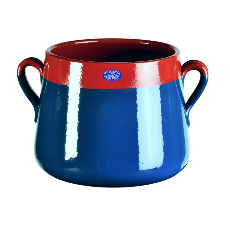 Marmitta in Terracotta Smaltata Ø18xh17,6 cm - lt 4,5 peso 2,3 kg No Piombo no Cadmio Colore blu cobalto Vulcania Ceramiche Compra Adesso