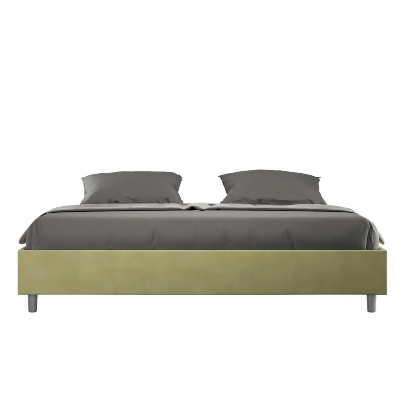 Ordina Subito Letto matrimoniale AZELIA king size con giroletto imbottito, rivestimento in Microfibra dimensioni 180x190 cm Senza Testiera colore tè verde ITYHOME