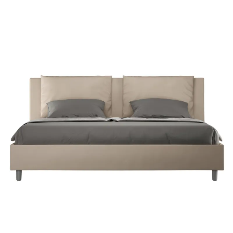 Affare Letto matrimoniale ANTEA king size con giroletto imbottito Similpelle, dimensioni 180x190 cm testata liscia con l’ampia cuscinatura colore Tortora ITYHOME