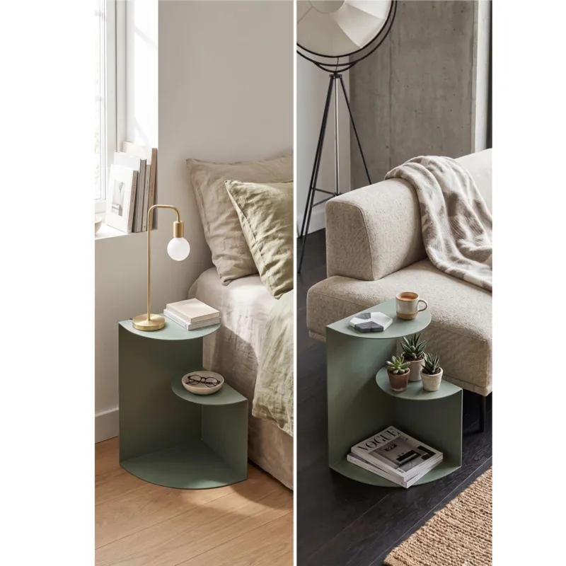 Offerta Sidetable SLOPE dal design minimal e moderno Dimensioni 37x38xh 50 cm che può essere utilizzato sia come tavolino di servizio lato divano sia come semplice comodino colore Eucalipto D-segno Home Office