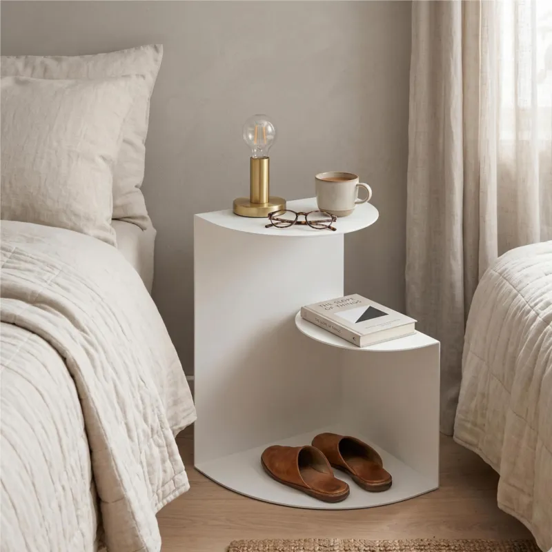 Sconto Sidetable SLOPE dal design minimal e moderno Dimensioni 37x38xh 50 cm che può essere utilizzato sia come tavolino di servizio lato divano o comodino colore slope bianco 9003 D-segno Home Office