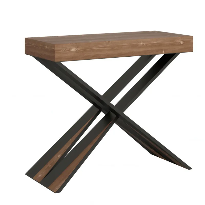 Consolle Allungabile Fino a 300 CM DIAGO Dimensioni 90x40xh77 cm estensibile CON 5 Allunghe da 52 cm Colore telaio Antracite ripiano Abete Tinto Itamoby Prezzo Conveniente