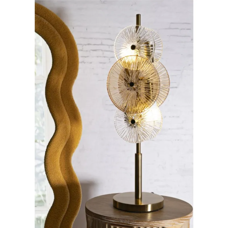 La Lampada da Tavolo OSAKA equilibrio e stile raffinato Dimensioni 20x18x h 66 cm Lampada E-27 , BROWN AND TRASPARENTE Mauro Ferretti Offerta Lampo