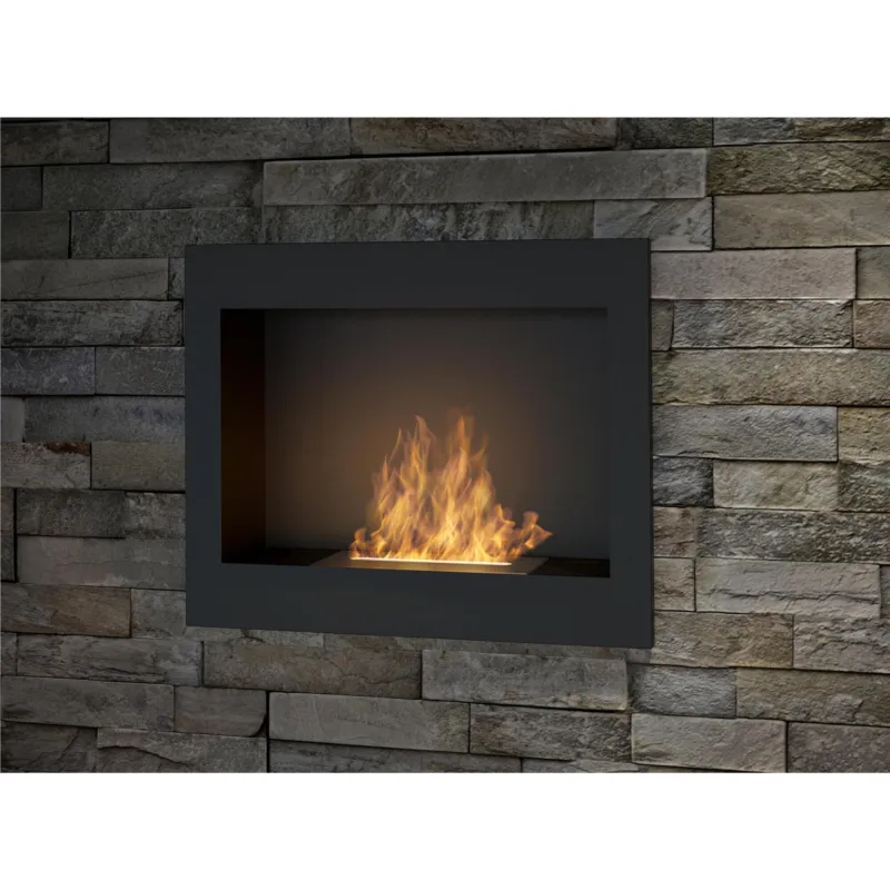 Saldi Biocamino da Parete Frame 600 Bruciatore Line da 450 mm Dimensioni 60x20x49 cm peso 15 kg, Colore Nero InFire