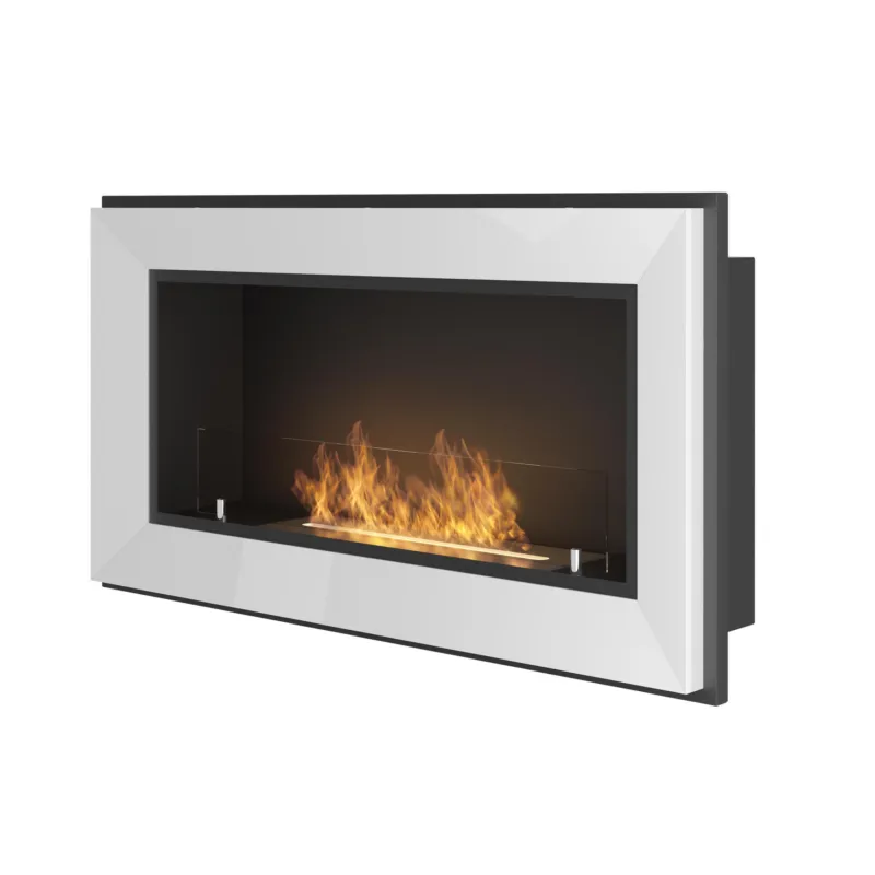 Biocamino da Parete Frame 900 Con Vetro Protettivo Bruciatore Line da 450 mm Dimensioni 90x20x49 cm peso 15 kg, colore bianco InFire Offerta Del Giorno