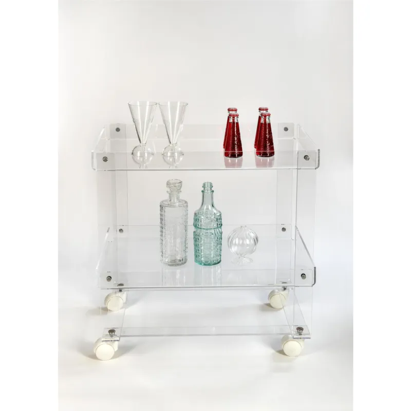 Must-Have Carrello Portavivante o Piccoli TV in Plexiglass 2 piani, VALLETTO TROLLEY BIG Dimensioni 60x39x h 64cm Portata Max 15 kg colore trasparente IPlex Design