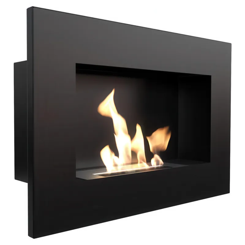 Camino a Bioetanolo da Parete DELTA Nero TÜV - 60x14.2x40 cm, Peso 6.8 kg, Sicurezza Certificata, Design Moderno KRATKI Quantità Limitata