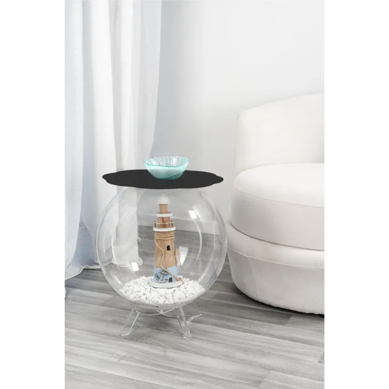 Tavolino, comodino contenitore. In plexiglass con ripiano in PMMA Dimensioni 40x40x h 46 cm, Corpo Trasparente ripiano Nero IPlex Design Must-Have
