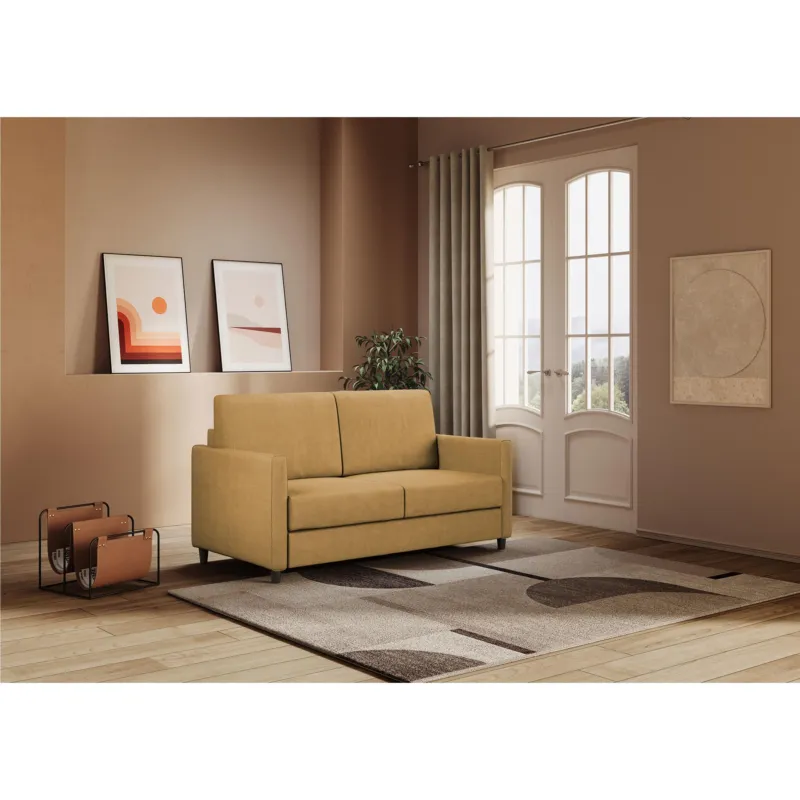 Divano Karay 2 posti due sedute da 60cm misure esterne 138x85x h 85 cm - Kg 22 rivestimento completamente sfoderabile colore Ocra ITYHOME Acquista Ora