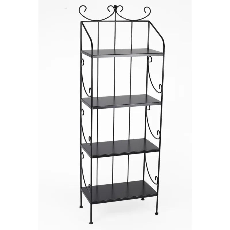 Etagere in ferro battuto a 4 piani dimensioni 61x35x h 175 cm - peso Kg 22 prodotto artigianale, colore Nero Opaco Pastello Ceart Spedizione Espresso