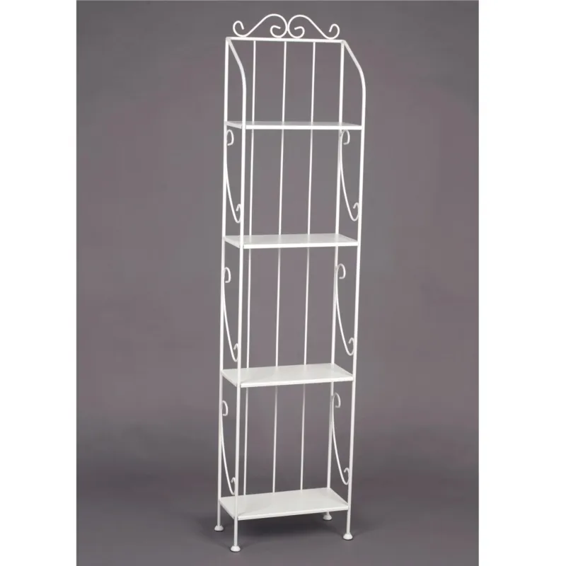 Etagere in ferro battuto SLIM a 4 piani dimensioni 41x22x h 168 cm - peso Kg 11,1 prodotto artigianale, colore Bianco Opaco Pastello Ceart Prezzo Scontato