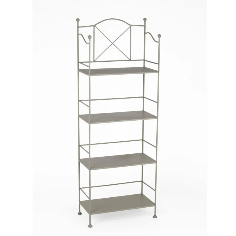 Etagere in ferro battuto a 4 piani con ripiani in legno dimensioni 52x26,5x h 146 cm - peso Kg 13,5 prodotto artigianale, colore Tortora Pastello Ceart Solo Oggi