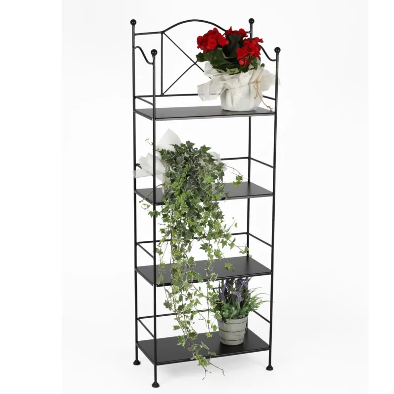 Saldi Etagere in ferro battuto a 4 piani dimensioni 52x26,5x h 146 cm - peso Kg 13,5 prodotto artigianale, colore Nero Opaco Pastello Ceart