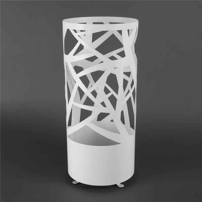 Professionale Portaombrelli in metallo ROTONDO lavorazione Design AUTUNNO Dimensioni 25xh 56 cm disegni a taglio laser rami intrecciati colore Bianco Pastello Ceart