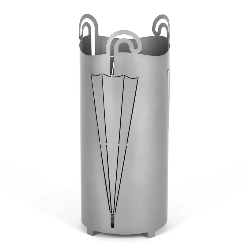 Compra Oggi Stesso Portaombrelli moderno in metallo tagliata al laser OMBRELLO Dimensioni 20x20xh 49 cm con piedini rialzati e vaschetta raccogli acqua colore Grigio Metallizzato Ceart