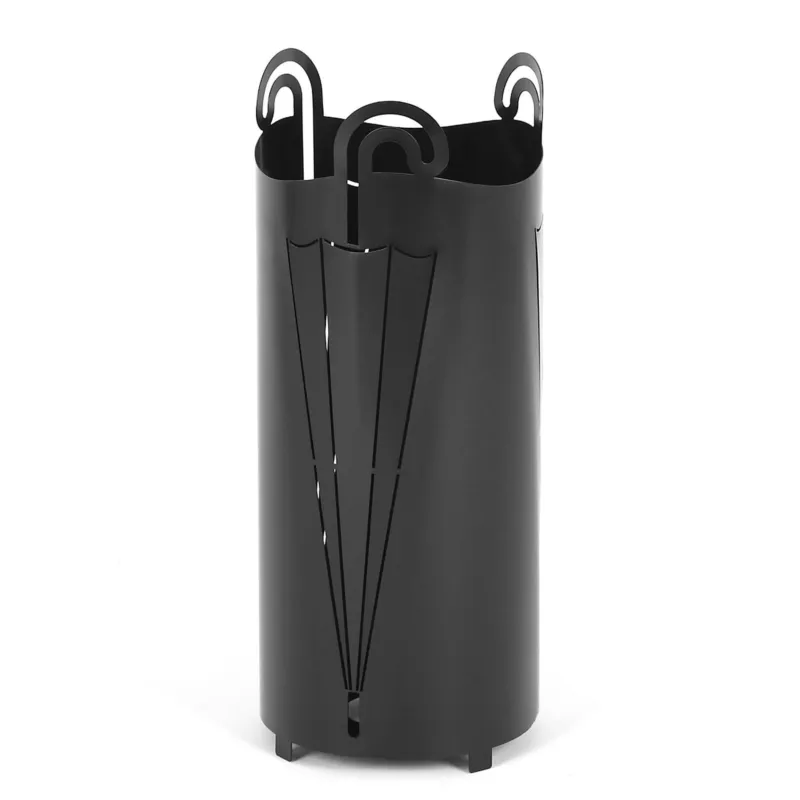 Portaombrelli moderno in metallo tagliata al laser OMBRELLO Dimensioni 20x20xh 49 cm con piedini rialzati e vaschetta raccogli acqua colore Nero Ceart Prezzo Basso